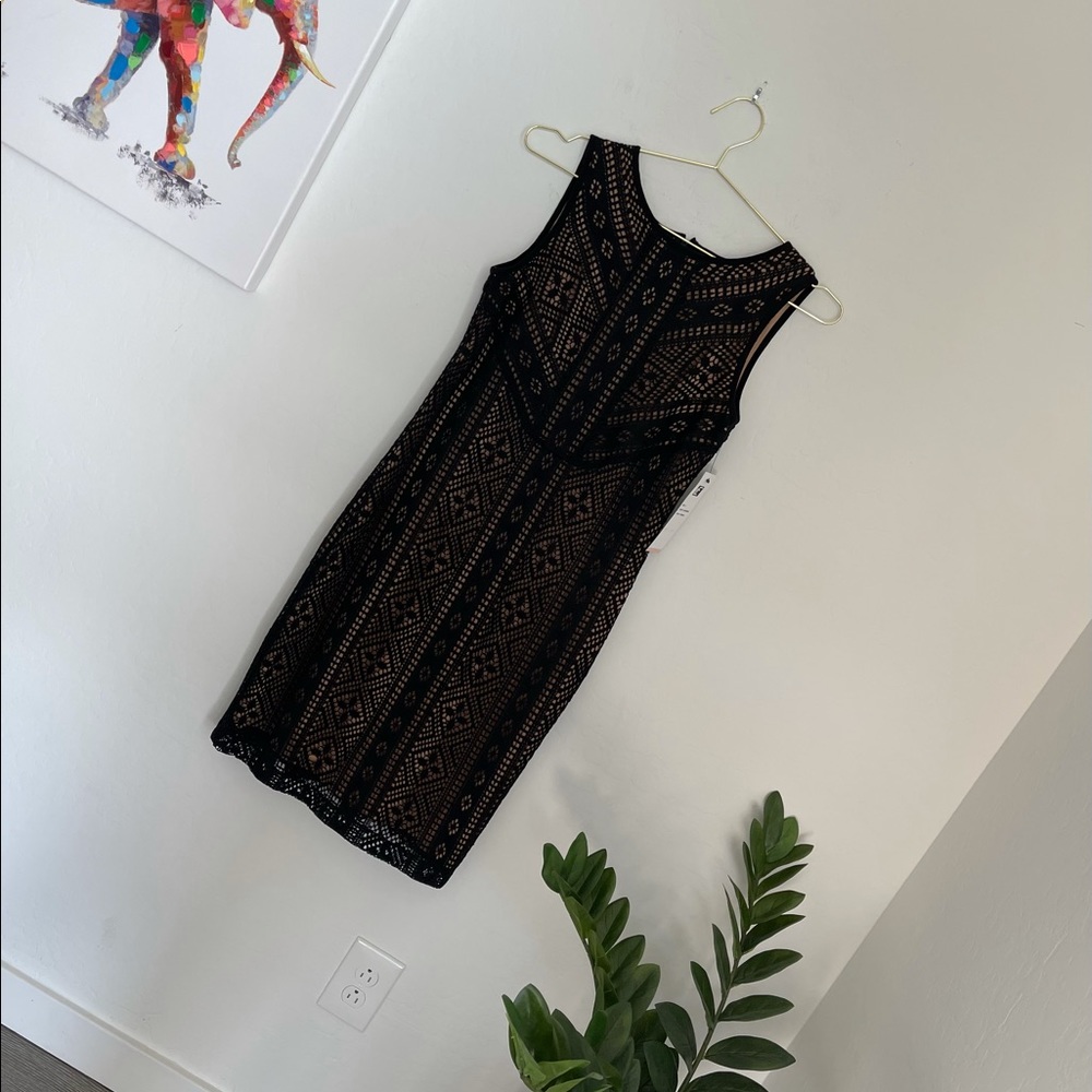 Leslie Fay Black Knit Bodycon Sleeveless Dress 2